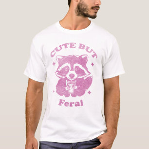 Funny Watercolor Cute but Feral Raccoon T-Shirt