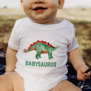 Funny Watercolor Dinosaur Personalised Baby Bodysuit