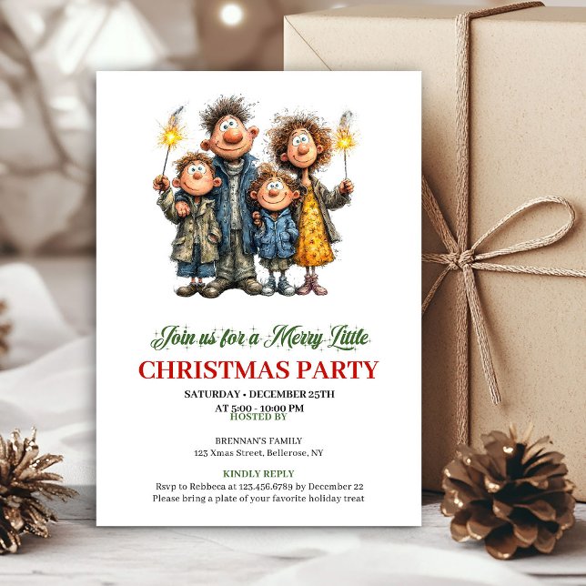 Funny Watercolor Family Festive Christmas Invite (Funny Watercolor Family Festive Christmas Invite)