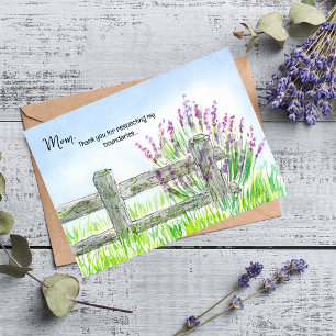 Funny Watercolor Fence With Lavender Mother's Day Card