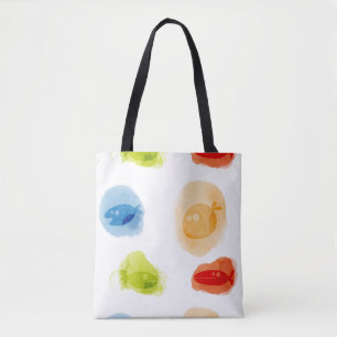 Funny Watercolor Fishes on white background Tote Bag