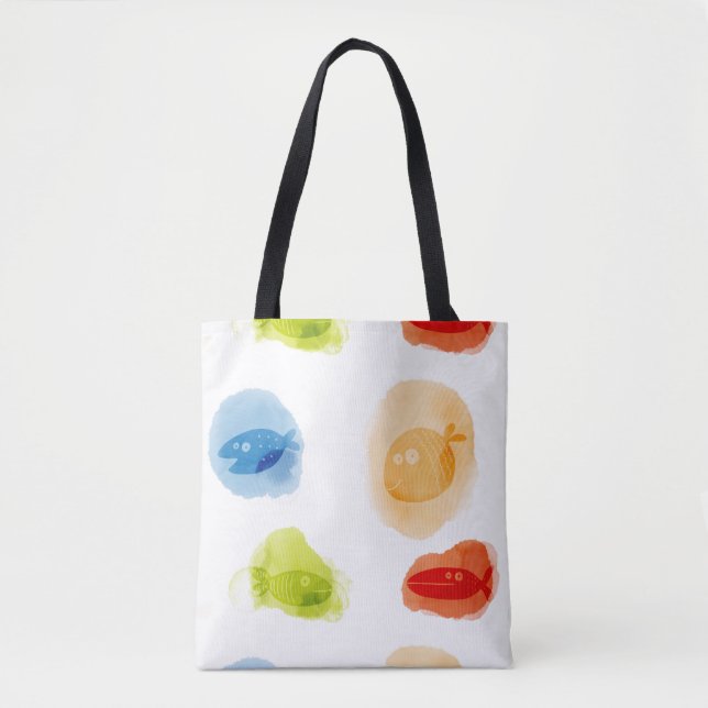 Funny Watercolor Fishes on white background Tote Bag (Front)