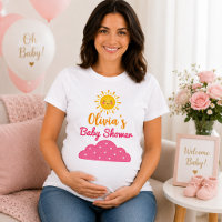 Funny Watercolor Pink Clouds For Baby Girl Shower