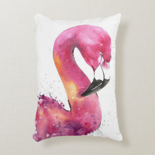 Funny Watercolor Pink Flamingo Gifts Lover Decorative Cushion