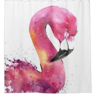 Funny Watercolor Pink Flamingo Gifts Lover Shower Curtain