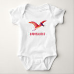 Funny Watercolor Pink Pterosaur Personalised  Baby Bodysuit<br><div class="desc">Watercolor painted pterosaur personalised baby bodysuit. Customisable!</div>