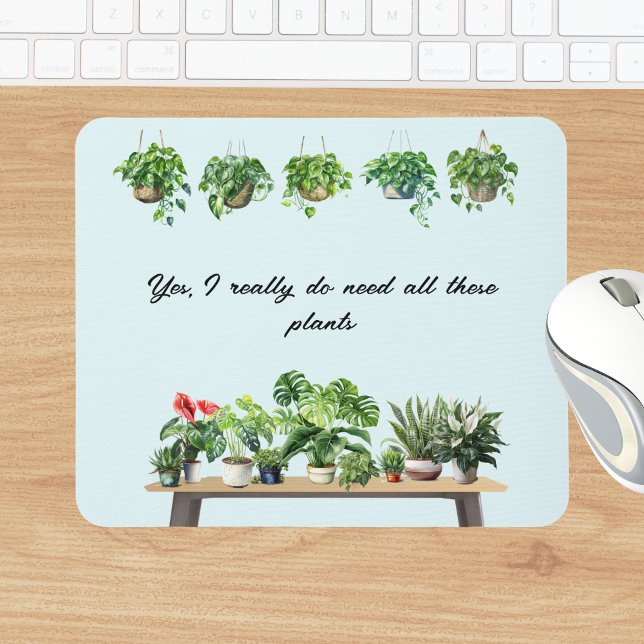 Funny Watercolor Plant Lover Houseplant Mouse Pad (Creator Uploaded)