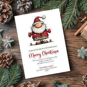 Funny Watercolor Santa Classic Holiday Greeting