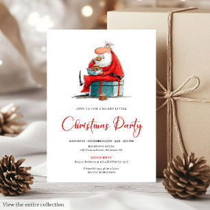 Funny Watercolor Santa Claus Christmas Party  Invitation