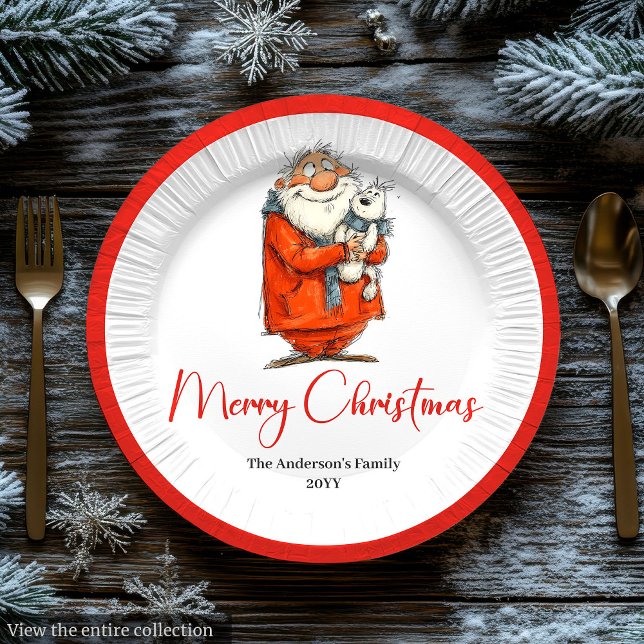 Funny Watercolor Santa Personalized Party Plates (Funny Watercolor Santa Personalized Party Plates)