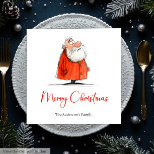 Funny Watercolor Santa Whimsical Christmas Napkins