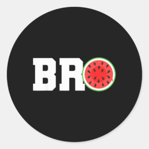Funny Watermelon Bro Cute Summer Vacation Brother Classic Round Sticker