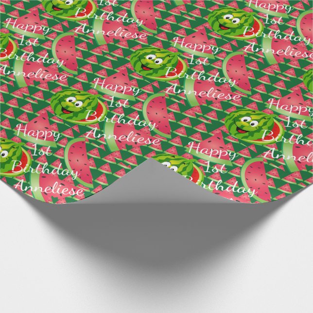 Funny Watermelon Kid's Birthday Theme Wrapping Paper (Corner)