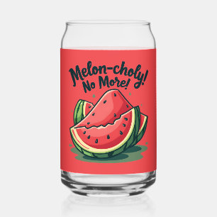 Funny Watermelon Pun "Melon-choly No More"  Can Glass