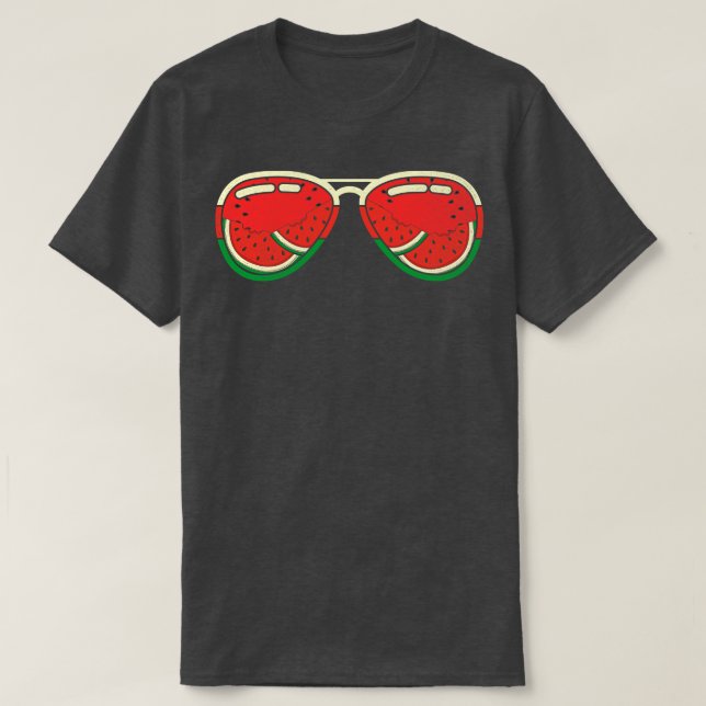 Funny Watermelon Sunglasses Exotic Summer Fruit Tr T-Shirt (Design Front)