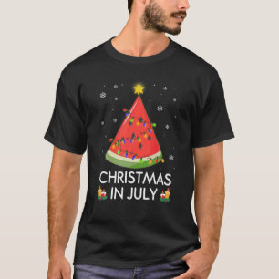 Funny Watermelon Tree Christmas Lights Santa In Ju T-Shirt