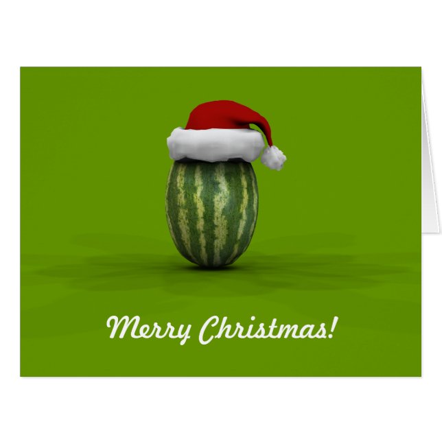 Funny Watermelon With Santa Claus Hat (Front Horizontal)