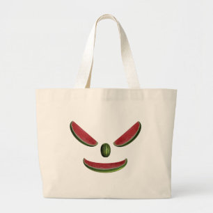 Funny Watermelons Emoticon Large Tote Bag