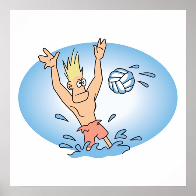 funny waterpolo dude cartoon poster (Front)