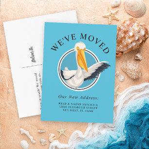 Funny Waving Pelican Moving Announcement Nautical Postcard