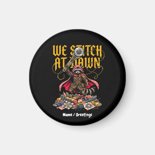 Funny We Stitch At Dawn Racoon Sewing Quilting Magnet
