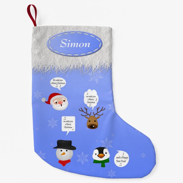 Funny We Wish You a Merry Christmas Small Christmas Stocking (Front)