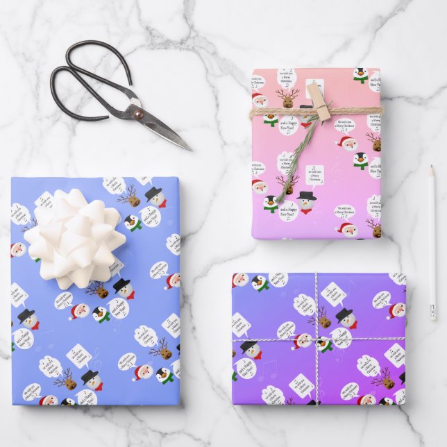 Funny We Wish You a Merry Christmas Wrapping Paper Sheet (Front)