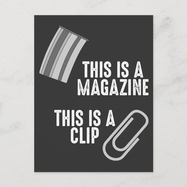 Funny Weapon Humour Rifle Pun Magazine Clip Postcard (Front)