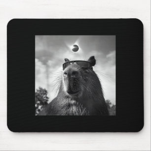 Funny Wearing Capybara Solar Eclipse Glasses Mouse Pad