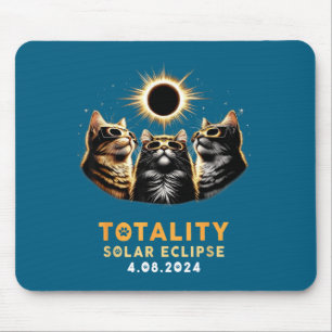Funny Wearing Cat Solar Eclipse Glasses Mouse Pad