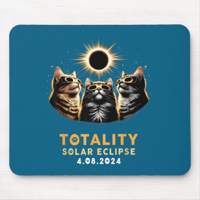 Funny Wearing Cat Solar Eclipse Glasses Mouse Pad (Front)