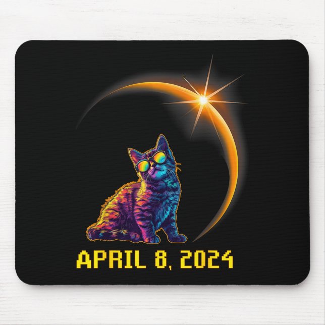 Funny Wearing Solar Eclipse Cat Solar Eclipse Mouse Pad (Front)