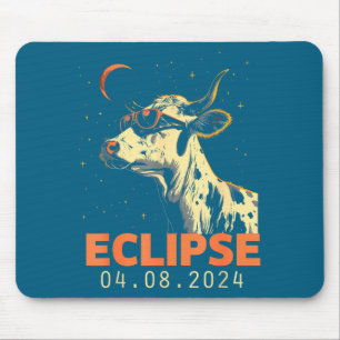 Funny Wearing Solar Eclipse Cow Eclipse Glasses Mouse Pad