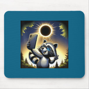 Funny Wearing Solar Eclipse Racoon April 8 Mouse Pad