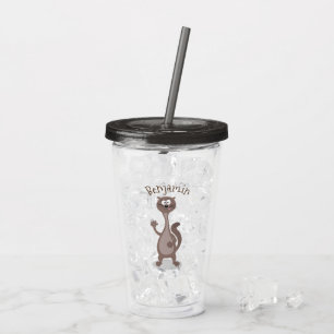 Funny weasel cartoon illustration acrylic tumbler