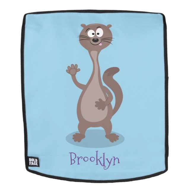 Funny weasel cartoon illustration backpack (Removable Face)