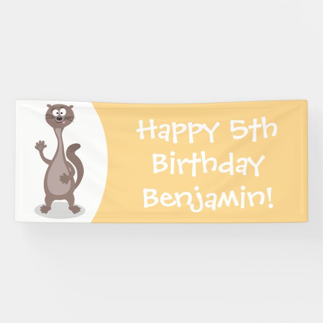 Funny weasel cartoon illustration banner (Horizontal)