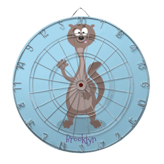 Funny weasel cartoon illustration dartboard (Front)