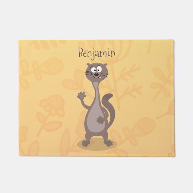 Funny weasel cartoon illustration doormat (Front)