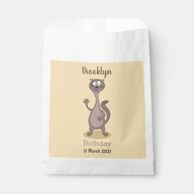 Funny weasel cartoon illustration favour bag (Front)