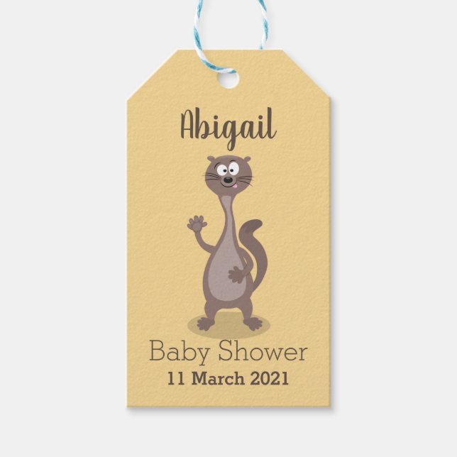 Funny weasel cartoon illustration gift tags (Front)