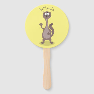 Funny weasel cartoon illustration hand fan