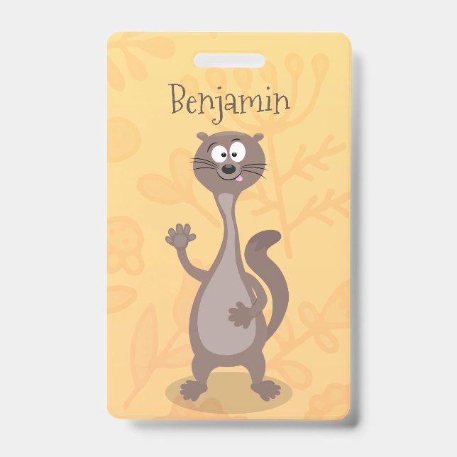 Funny weasel cartoon illustration ID badge (Front)