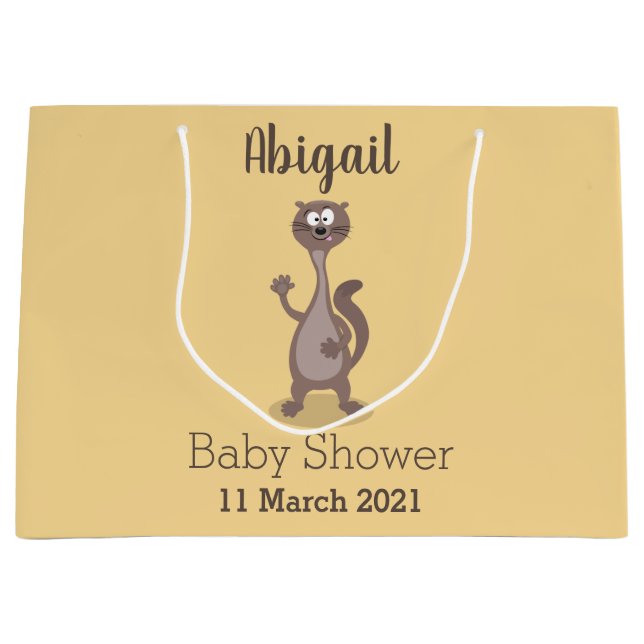 Funny weasel cartoon illustration  large gift bag (Front)