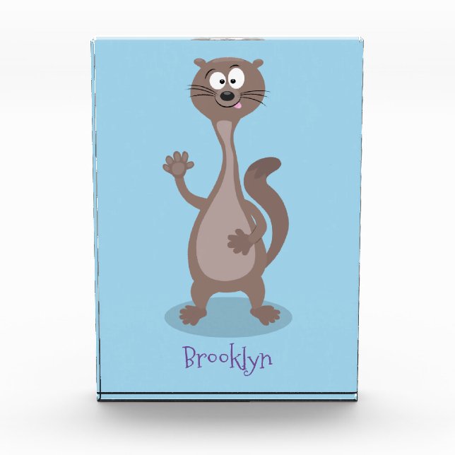 Funny weasel cartoon illustration photo block (Front)