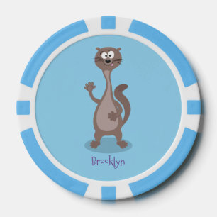 Funny weasel cartoon illustration poker chips