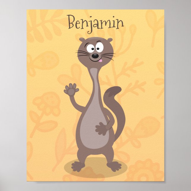 Funny weasel cartoon illustration poster (Front)