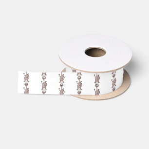 Funny weasel cartoon illustration satin ribbon