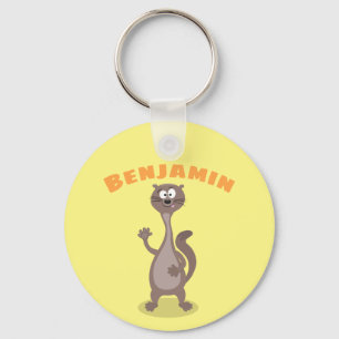 Funny weasel cartoon illustration saying hello key key ring
