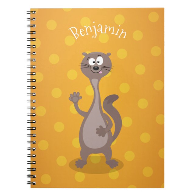 Funny weasel cartoon illustration saying hello notebook (Front)